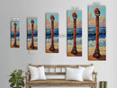 Coastal Totem, Bold, Art, Framed Canvas Print tropical tribal decor, ocean beach vibes, colorful surfside pole painting, seaside living room