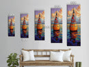 Vibrant Buoy, Sunset Waterscape – Nautical Wall Decor, Coastal Art, Ocean Room Accent, Framed Canvas Print, Colorful Boho Sea Art