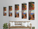 Trees Shoreline,Sunset,Serene — Framed Canvas Print, coastal nature wall art, tropical autumn decor, landscape painting, living room artwork