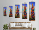 Rainbow Plant, Bold Nature, Vertical Leaf Art, Framed Canvas Print, Bright Boho Home Decor, Eclectic Bedroom Art, Colorful Botanical Art