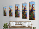 Feather Grass, Sunset Field, Colorful Coastal Landscape, Framed Canvas Print, Boho Bedroom Wall Art, Nature Inspired Living Room Decor
