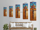 Star Cross, Colorful Sky, Spiritual Folk Symbol, Framed Canvas Print, Southwestern Wall Art, Vibrant Entryway Decor, Festive Religious Art