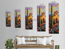Mission Cactus, Desert Sunset – Southwestern Church Wall Art, Rustic Fall Colors, Framed Canvas Print, Living Room Boho Style