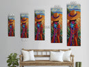 Woman Hat, Flowers, Beach, Canvas Print, Boho Wall Art, Coastal Bedroom Decor, Mexican Art Style, Colorful Summer Wall Accent