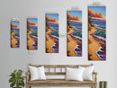 Rainbow Beach, Shoreline, Waves, Framed Canvas Print, abstract seascape, boho coastal art, modern living room beach wall decor