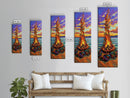 Vibrant Campfire, Sunset Beach – Colorful Beach Bonfire Painting, Fall Outdoor Wall Art, Framed Canvas Print, Cabin Living Room Style