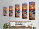 Sunset Beach, Waves, Tropical - Canvas Print, vibrant coastal sunset art, island boho decor, beach house or living room wall statement piece