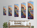 Wave Flowers, Ocean Motion, Canvas Print, Vibrant seascape wall art, tropical wave painting, boho coastal living room decor, sunset surf vibe