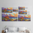 Cabin by Ocean, Colorful Beach Sunset, Cloudy Sky Art, Canvas Print, Autumn Wall Decor, Cozy Living Room Art, Rustic Coastal Scene