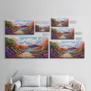Canyon Lake Path, Colorful Wildflowers, Bold Autumn Hills, Framed Canvas Print, Nature Inspired Wall Art, Southwestern Decor