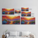 Sunset Ocean, Path, Canvas Print, Coastal sunset landscape, hallway tropical art, bright colorful decor, Beach House Wall Art