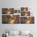 Jungle Cove, Bright, Canvas Print, Lush tropical jungle path to sea, Dining Room Wall Art, nature artwork, bohemian coastal print