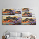 Tree Coast, Storm, Drama, Framed Canvas Print ocean pine tree artwork, landscape wall decor, moody nature art, living room accent