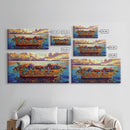 Lobster Basket, Florals, Coastal, Canvas Print, Nautical seafood kitchen wall art, whimsical ocean dining decor, coastal flower boho art