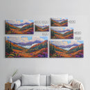 Mountain Valley, Wildflower Trail, Sunset Pathway, Canvas Print, Boho Wall Art, Bedroom or Hallway Decor, Vibrant Nature Painting