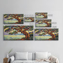 Twisted Tree, Lakeside Sunset, Majestic Oak, Canvas Print, Nature Wall Art, Living Room or Office Decor, Scenic Landscape Painting