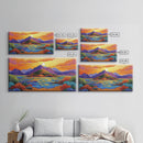Island Sunset, Mountain Horizon, Ocean Glow, Framed Canvas Print, Bold Wall Art, Bedroom or Office Decor, Tropical Paradise Painting