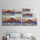 Ocean Peak, Island Sunrise, Vibrant Mountain, Framed Canvas Print, Bold Coastal Art, Beach House Wall Decor, Sunset Vibes