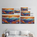Ocean Bloom, Sunset Surf, Tropical Waves, Canvas Print, Vibrant Coastal Wall Art, Beach House Decor, Colorful Seascape Painting