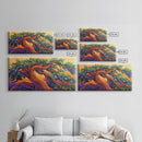 Whimsical Tree, Autumn Sky, Nature, Canvas Print, Bright textured tree painting perfect Fall Bedroom Wall Art or Boho Living Room Art
