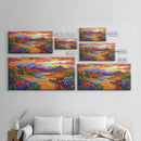 Rainbow Sky, Desert River, Mountain View, Canvas Print, Scenic Landscape Wall Art, Colorful Fall Decor, Living Room Statement Piece