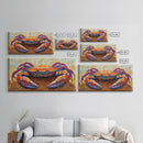Crab Beach, Bold, Colorful, Coastal Sea Life Framed Canvas Print, Bathroom Wall Art, Nautical Art, Beach House Decor, Ocean Art