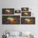 Trees Path, Ocean, Framed Canvas Print, Nature Trail Landscape Art, Peaceful Forest Wall Decor, Tranquil Boho Living Room Art