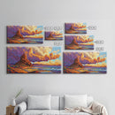 Sunset Clouds, Ocean, Cliffs, Framed Canvas Print, dramatic seascape art, Southwestern home decor, moody living room wall art