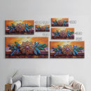 Mandala Sunset, Leaves, Ornament, Framed Canvas Print, spiritual boho wall decor, entryway wall art, zen home sacred symbol painting