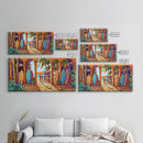 Surfboards Beach, Tropical, Colorful Life, Framed Canvas Print, Coastal Art, Entryway Wall Decor, Surf Shack Vibes, Tropical Summer