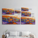 Wreath Orange, Floral, Framed Canvas Print, Bright Floral Crown Wall Decor, Whimsical Art Style, Bohemian Bedroom Artwork