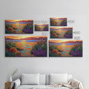 Sunset, Ocean Flowers, Nature Wall Art, vibrant landscape Canvas Print, tropical sunset décor, colorful coastal living room wall art