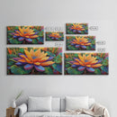 Lotus Bloom, Garden, Art, Framed Canvas Print, Vibrant lotus flower artwork, zen boho decor, meditation room or bathroom wall art