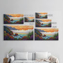 Ocean Sunset, Hills, Tropical, Serene beach Canvas Print, tropical landscape wall art, calming sunset painting, living room boho decor