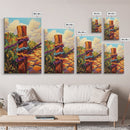 Post Rope, Path, Nature, Canvas Print, rustic fence art, countryside boho decor, vibrant outdoor scene, cozy cabin wall art, hallway style