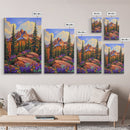 Mountain Forest, Wildflowers, Scenic, Framed Canvas Print, Nature Lover Gift, Cabin Decor, Rustic Living Room Art, Woodland Landscape