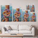 Nautical Knot, Dock, Ocean, Framed Canvas Print, Coastal Wall Art, Beach House Decor, Colorful Seaside Painting, Boat Lover Gift