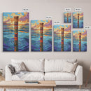 Tribal Water, Pole, Peaceful, Framed Canvas Print tranquil ocean pole artwork, tribal inspired sea painting, boho decor, hallway wall art