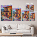 Southwest Home, Colorful, Balcony, Canvas Print vibrant Mexican house wall art, festive living room decor, textured boho painting