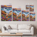 Ocean Rocks, Colorful, Framed Canvas Print, Coastal Sunset Wall Art, Bold Ocean Waves Decor, Living Room Statement Piece, Nature Art Print