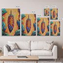 Bold Feather, Boho, Tropical, Colorful Framed Canvas Print, Eclectic Bedroom Wall Art, Boho Style Decor, Vibrant Southwest Wall Hanging