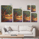 Sunset Tree, Roots, Mangrove Tree Wall Art, Spiritual Nature Decor, Zen Meditation Room Accent, Framed Canvas Print