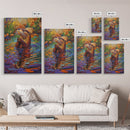 Whimsical Otter Art, Animal Lover Gift, Vibrant Nature Print, Wildlife Decor, Framed Canvas Print, Nursery Wall Art, playful artwork