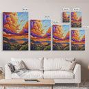 Sunset Sky, Coastal View, Vibrant Nature, Canvas Print, Landscape wall art, boho art, colorful sky painting, Living Room Wall Art