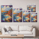 Sunset Beach, Colorful Coastline, Ocean Landscape, Canvas Print, Fall Home Decor, Living Room Wall Art, Dreamy Seaside Painting