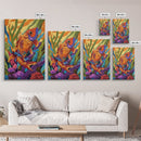 Bold Colorful Fish Art, Framed Canvas Print, Underwater wall decor, boho ocean art, tropical fish painting, bathroom wall art