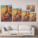 Colorful Pendant, Abstract Jewelry, Bohemian Style, Artistic Decor, Warm Sunset Tones, Bedroom Wall Art, Framed Canvas Print
