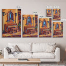 Spanish Piano, Sunlit Interior, Warm Rustic Style, Music Room Wall Art, Traditional Decor, Framed Canvas Print, Mediterranean Home Vibe