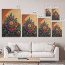 Royal Crest, Floral Emblem, Mediterranean Decor, Vibrant Details, Framed Canvas Print, Kitchen Wall Art, Spanish Wall Art, Regal Vibe
