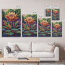 Large Lotus Flower, Tranquil Nature Art, Peaceful Botanical Scene, Framed Canvas Print, Boho Bathroom Wall Art, Zen Decor